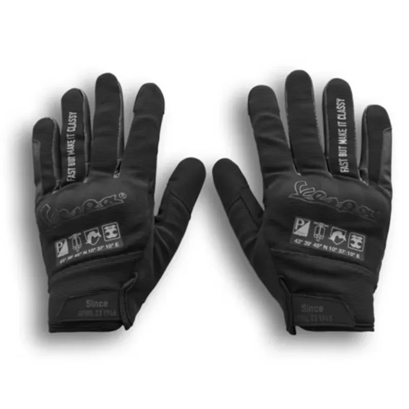 Textilní moto rukavice Vespa DEC – Černé Certifikace Level 1, Touch Screen a skryté D3O chrániče - Velikosti 2XL Super Cena