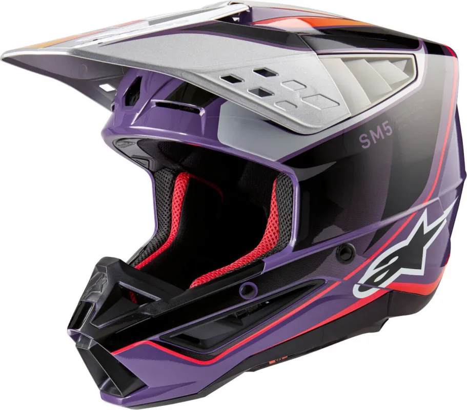 Alpinestars S-M5 Sail 2024 Motokrosová přilba Černá/fialová/stříbrná - XS (53/54) Expresní Doručení