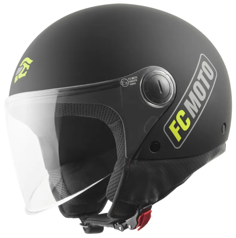 FC-Moto Square-RS Jet Helmet černá matná/žlutá - M Nová Kolekce