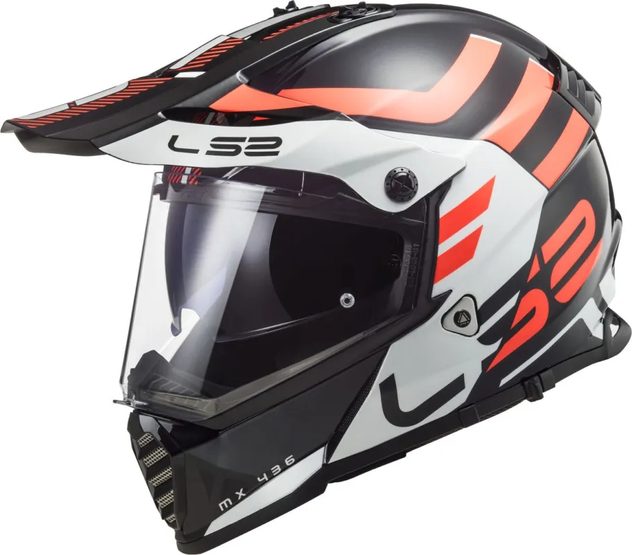 Super Cena LS2 MX436 Pioneer Evo Adventurer Motokrosová přilba černý/bílý/oranžový - XXXL (65/66)
