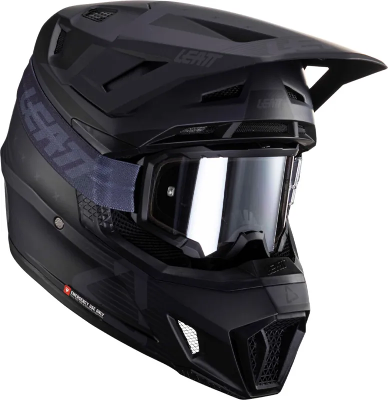 Novinka Leatt 7.5 V24 Stripes Motokrosová přilba s brýlemi Černá/šedá - L (59/60)