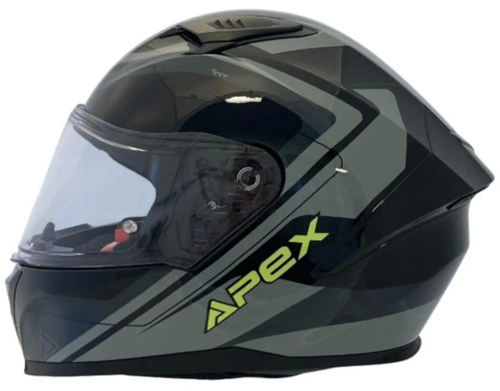 Omezená Nabídka APEX FI100 Valencia Přilba černá/šedá/žlutá - XL (61/62)