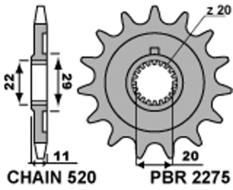 PBR Standardní ocelové řetězové kolo 2275 - 520 - PBR Kup Teď