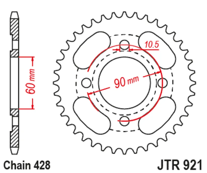 Expresní Doručení JT SPROCKETS Zadní ozubené kolo Steel Standard - 428 - JT SPROCKETS
