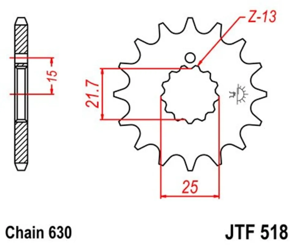 Časově Omezené Řetězové kolečko JT JTF 518-16 16 zubů, 630