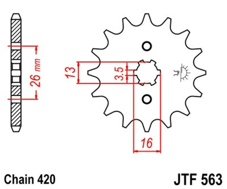 Řetězové kolečko JT JTF 563-14 14 zubů, 420 Dokud Zásoby Vydrží