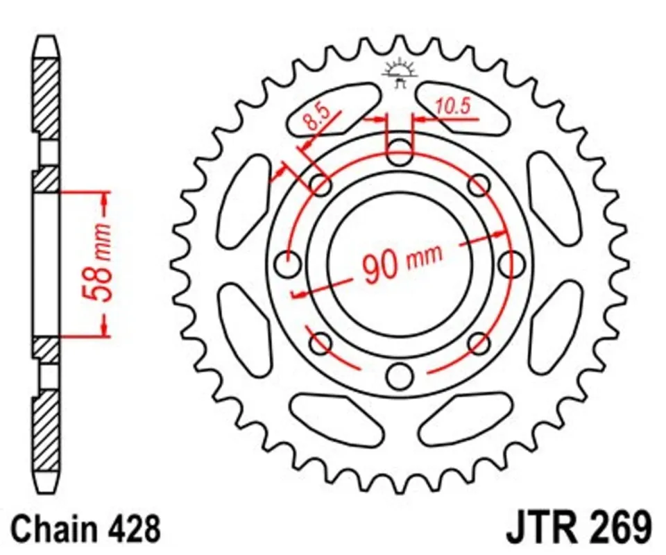 Dokud Zásoby Vydrží Řetězová rozeta JT JTR 269-44 44 zubů, 428