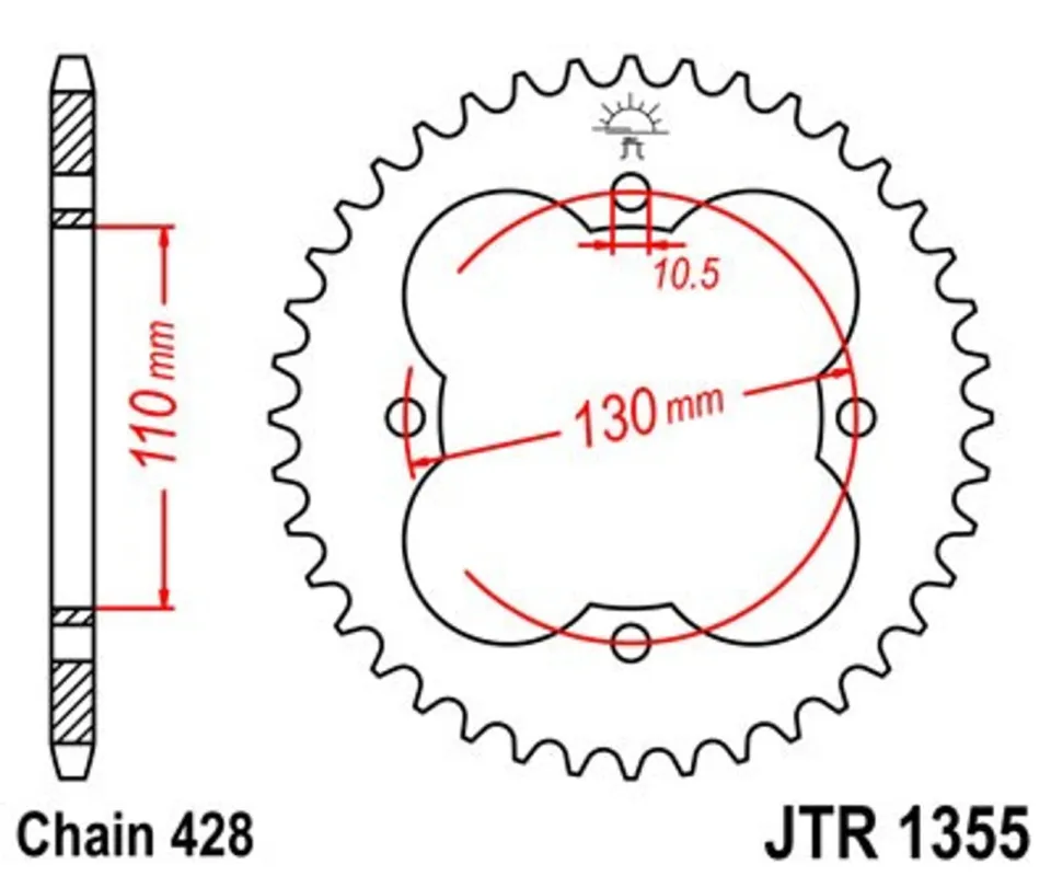 Řetězová rozeta JT JTR 1355-48 48 zubů, 428 Originální