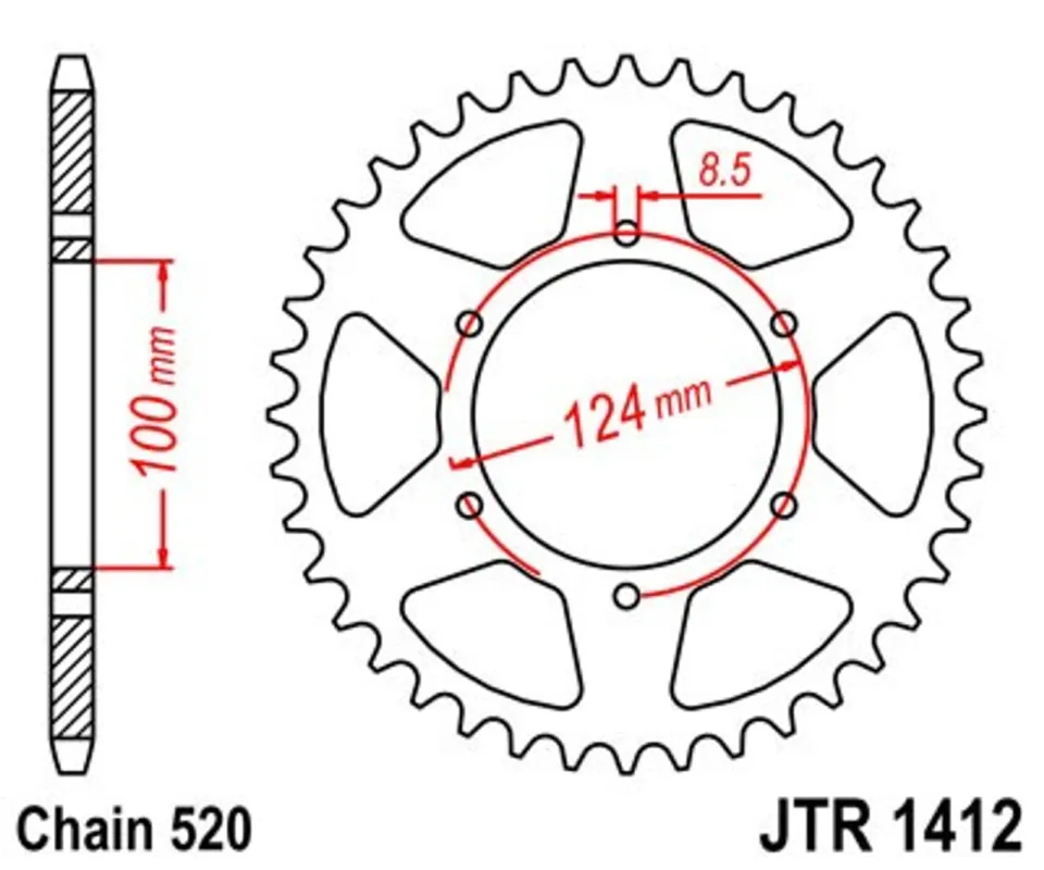 Jen Po Omezenou Doba Řetězová rozeta JT JTR 1412-37 37 zubů, 520