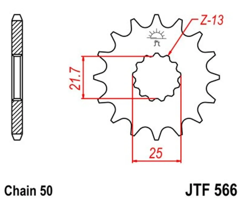 Řetězové kolečko JT JTF 566-15RB 15 zubů, 530 pogumované Cenově Výhodný