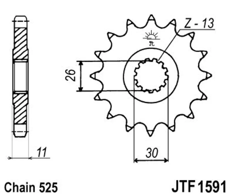 Akční Cena Řetězové kolečko JT JTF 1591-16RB 16 zubů, 525 pogumované