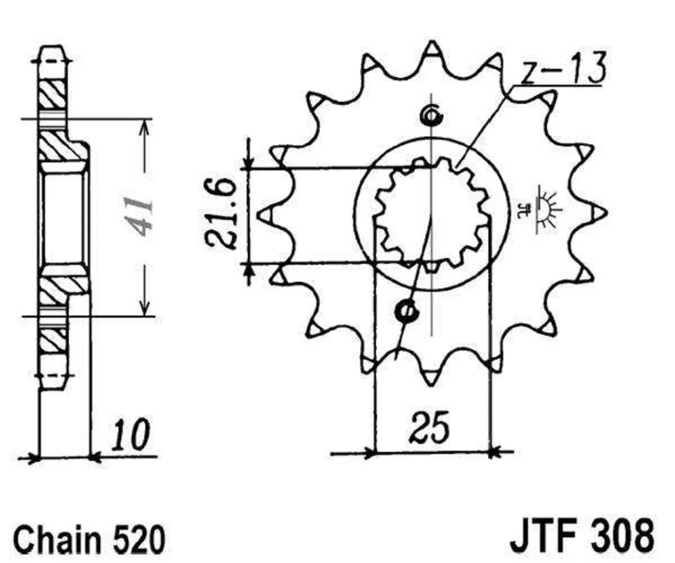 Poslední Šance Řetězové kolečko JT JTF 308-15RB 15 zubů, 520 pogumované