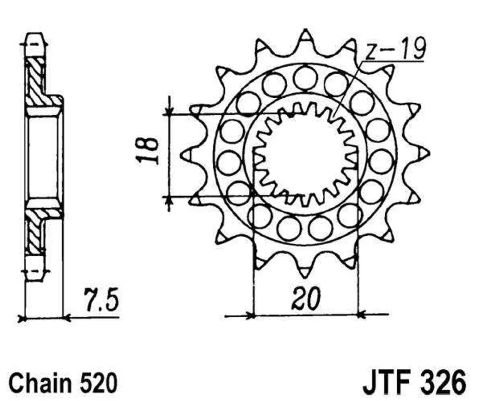 Řetězové kolečko JT JTF 326-13 13 zubů, 520 Výhodná Nabídka