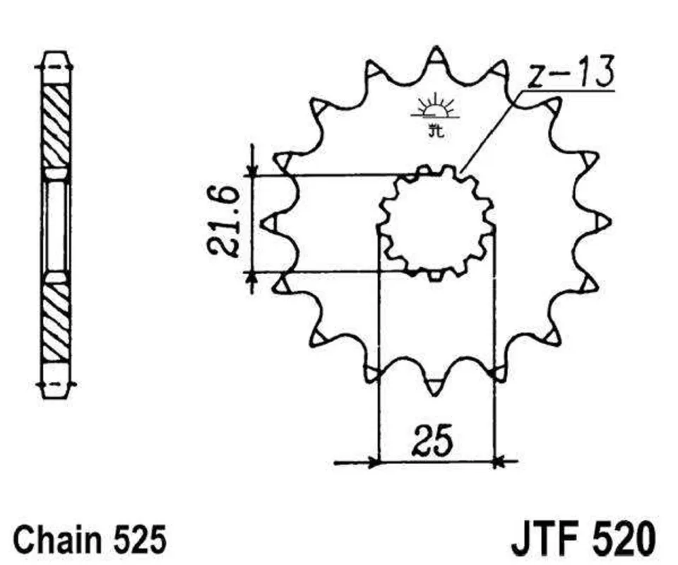 Řetězové kolečko JT JTF 520-17RB 17 zubů, 525 pogumované Ověřený