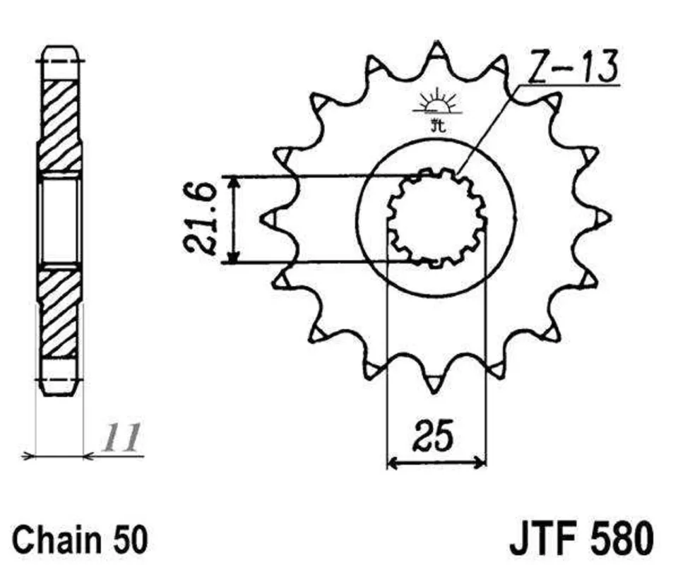 Řetězové kolečko JT JTF 580-16RB 16 zubů, 530 pogumované Nejlepší Volba