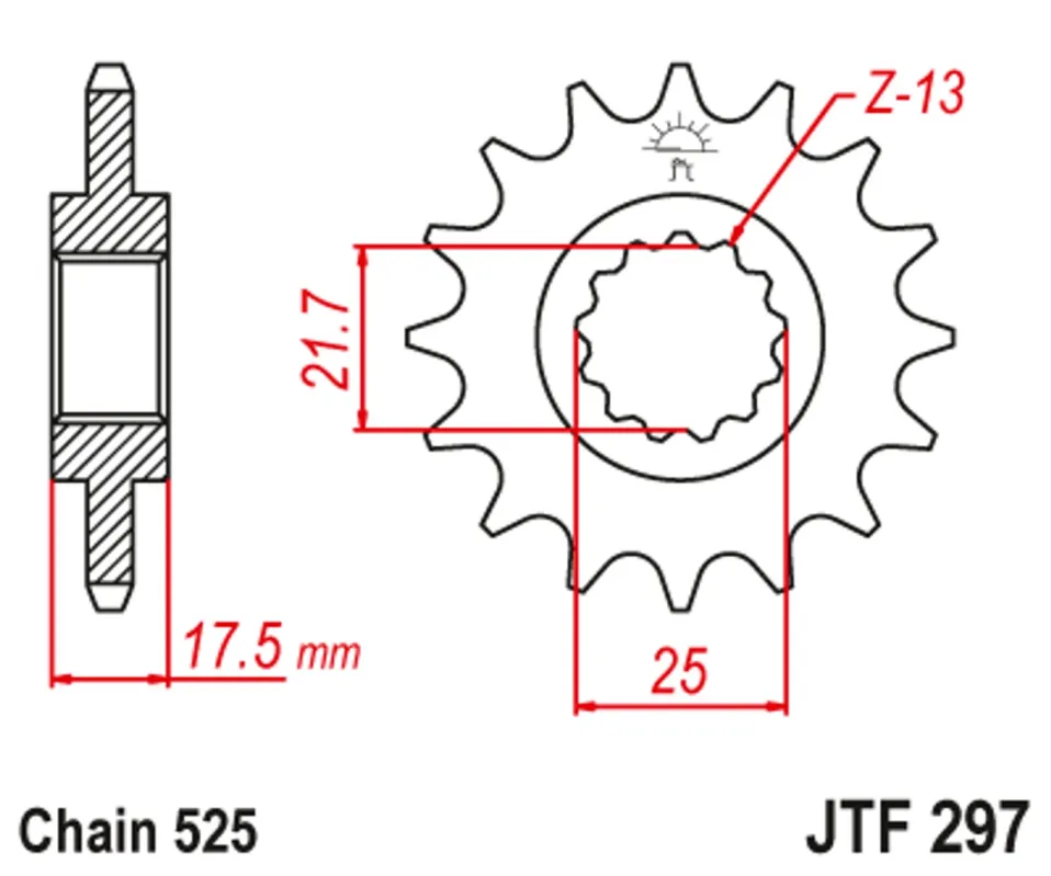 Řetězové kolečko JT JTF 297-15 15 zubů, 525 Vrácení Zdarma