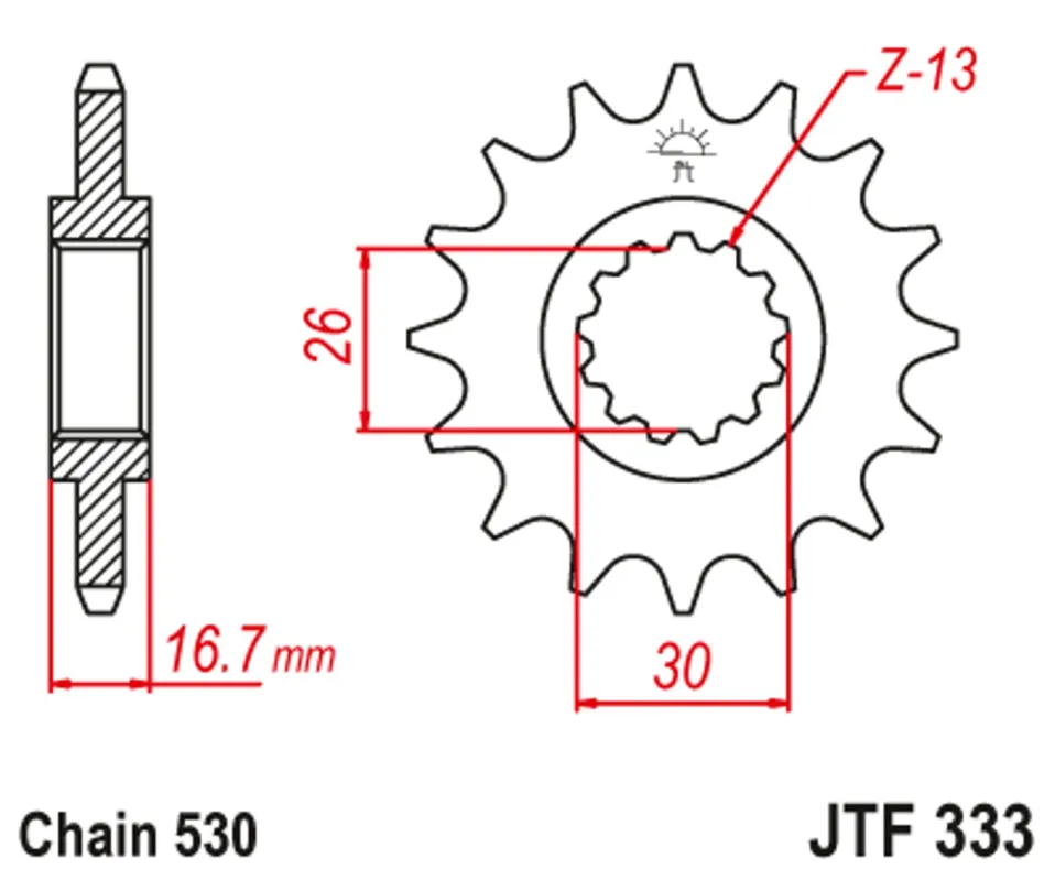 Cenově Výhodný Řetězové kolečko JT JTF 333-16 16 zubů, 530