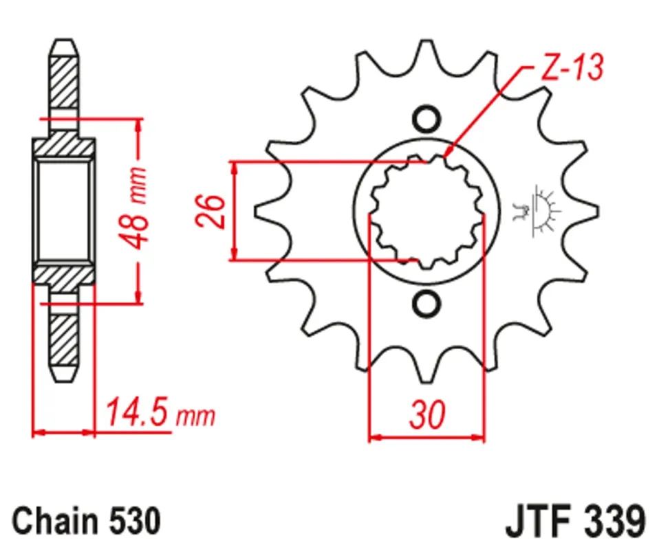 Řetězové kolečko JT JTF 339-18 18 zubů, 530 Oblíbený