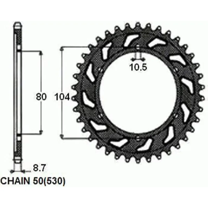 Zlevněný Zadní řetězové kolo SUNSTAR OCELOVÉ SUNR1-5353 46 zubů