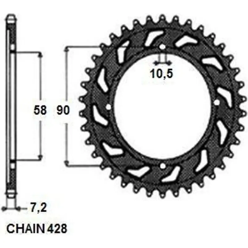 Zadní řetězové kolo SUNSTAR SUNR1-2061 42 zubů Autentický