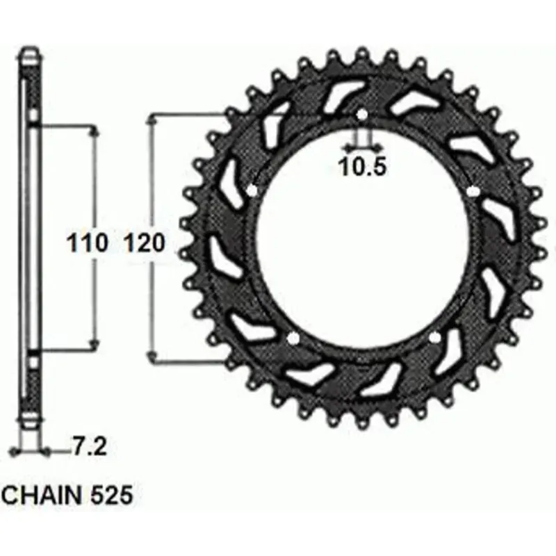 Zadní řetězové kolo SUNSTAR OCELOVÉ SUNR1-4430-41 Zlevněný