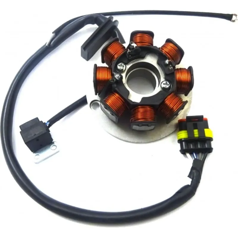 Značkový Stator zapalování, stator alternátoru, 8 cívek, konektor 4 piny + kabel Junak Furious
