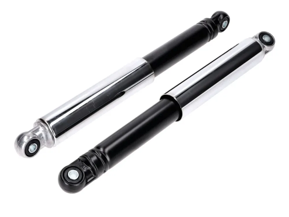 Tlumiče odpružení IMCA 315 mm, montážní otvory 8 mm, černé/stříbrné pro Hercules Prima, M, moped mokick, moped Dokud Zásoby Vydrží